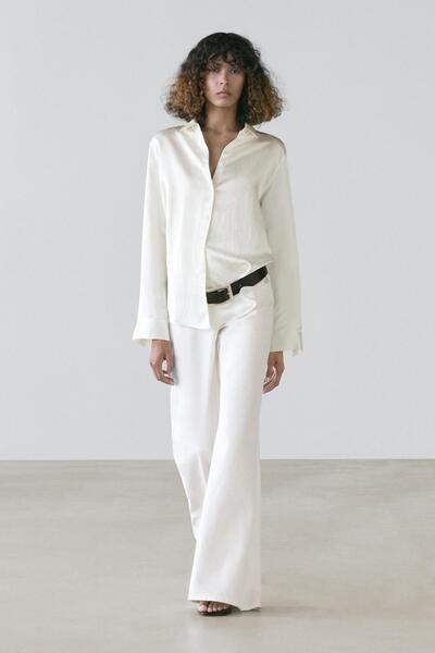 Massimo Dutti Dökümlü saten gömlek