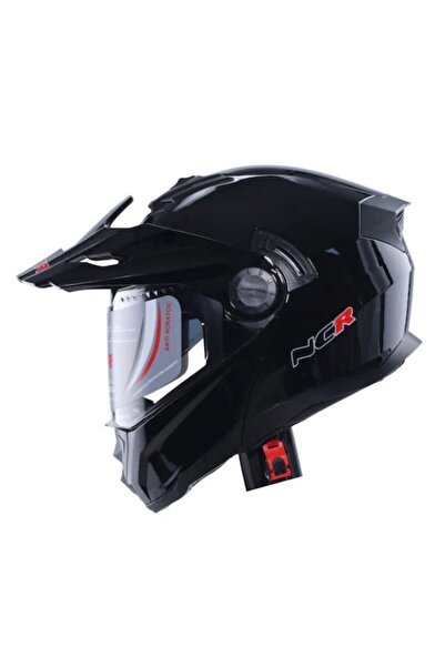 NCR CROSS KASK NCR-165 ÇENE AÇILIR GÖZLÜKLÜ E-CE BELGELİ KASK PARLAK SİYAH