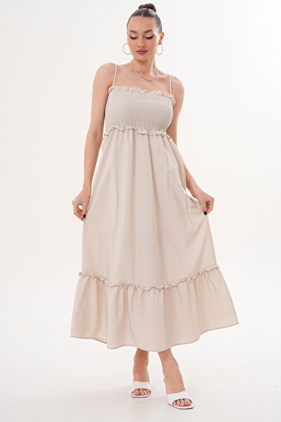 ŞİMAL Women's Rope Strap Gipeli Long Dress 260166 -