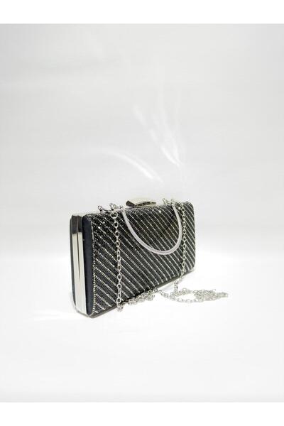 womenacs Black Color Cross Stone Evening Dress Clutch Portfolio Handheld Nigh...