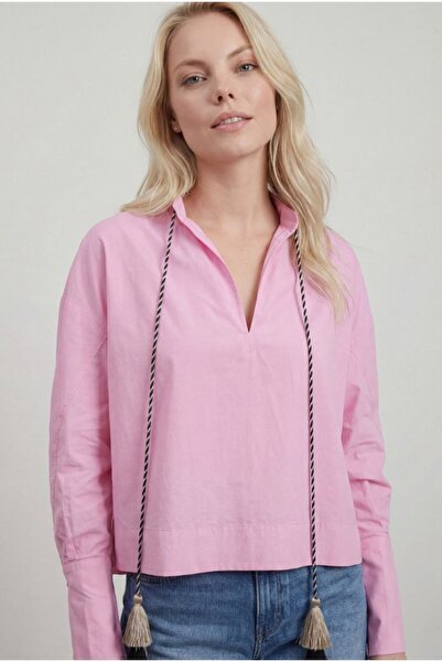 MODAMERSİ Women's Pink Tassel Detailed Blouse