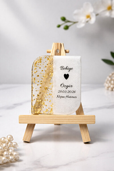 Tuncel Store Kişiye Özel 20 Adet Epoksi Magnet Gold Varaklı Perla Söz Nişan K...