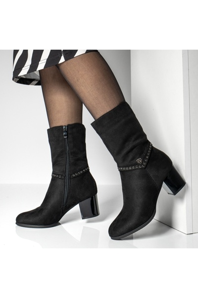 Modlet.ro Дамски велур велурени боти на блоков ток с цип MOD07798