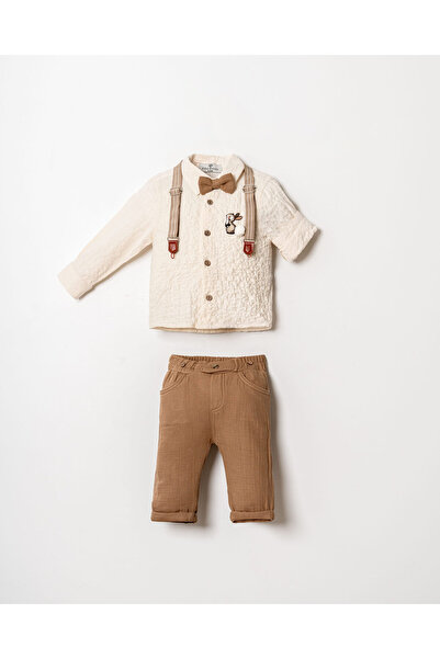 blumi kids Pompom Rabbit Embroidered Baby Boy Muslin Set