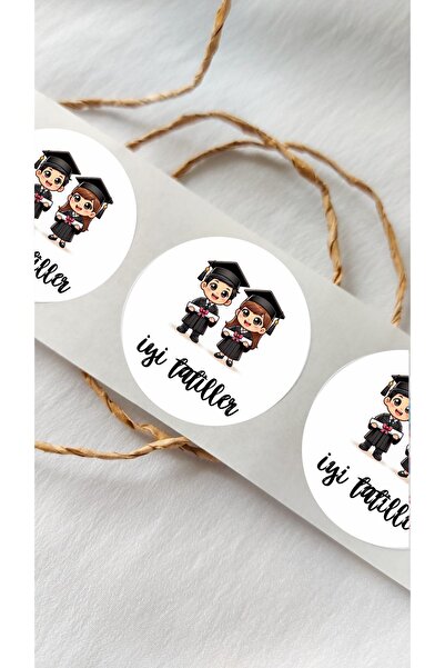 Piksel Grafik Happy Holidays Graduate Child Themed Sticker 24 Pieces, Teacher...