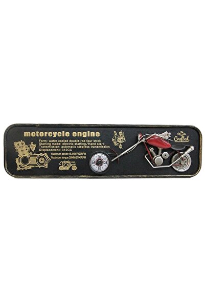pazard Retro Motosiklet Temalı Metal Duvar Saati ve Tablo – 3D