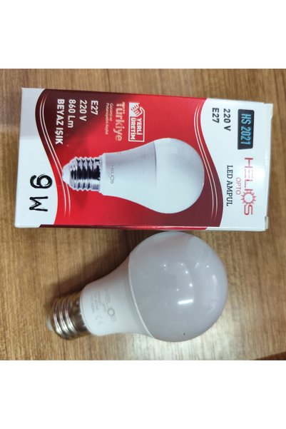 Helios Opto 9W E27 LED Ampul 860 Lümen Beyaz Işık 220V Tasarruflu Yerli Üretim