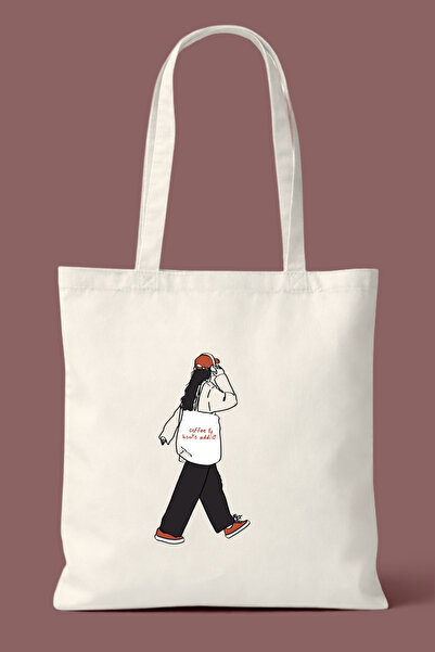 Hayali Şeyler Cool Girl Printed Tote Bag - Daily Shoulder Bag