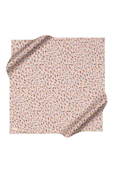 Pierre Cardin Silver 90X90 Silk Crepe Satin Scarf