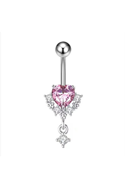 TakıLabirenti Pembe Kalp Figürlü Göbek Piercing, Kalpli belly piercing, Göbek...