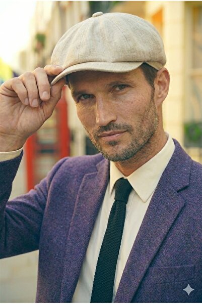 Belifanti Collection Muški bež letnji šešir Lan britanskog modernog stila Pea...