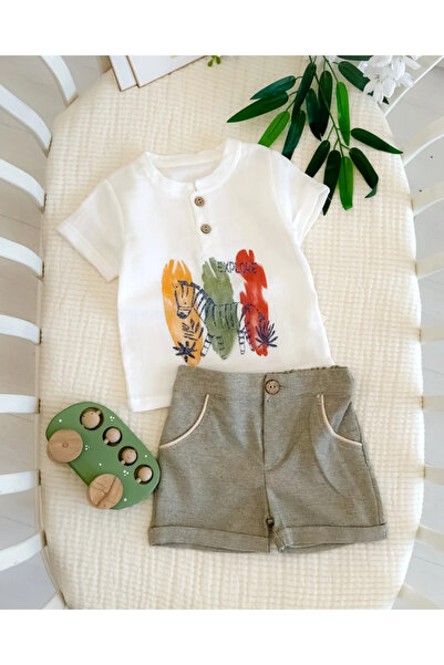 hümabebe طقم صيفي للأطفال مكون من قطعتين من قماش الموسلين بنمط الحمار الوحشي