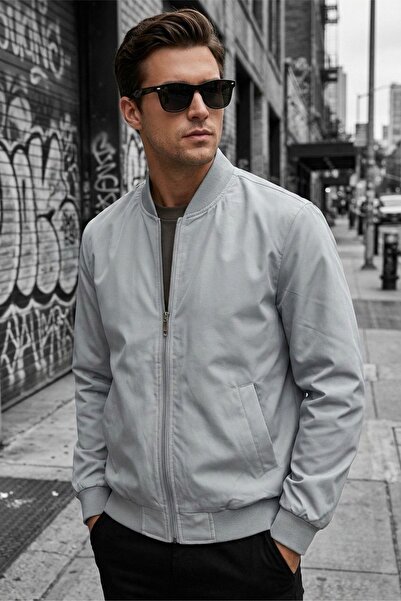 Oksit Guezy Lined College Collar Slim Fit Seasonal Men's Bomber Jacket - Wate...