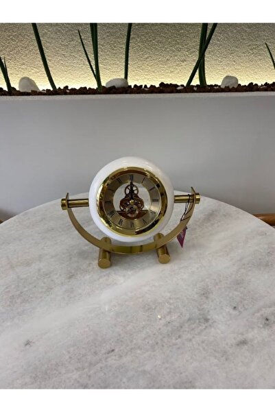 MİMSEGÜN DEKOR BEYAZ MERMER Lİ GOLD SAAT