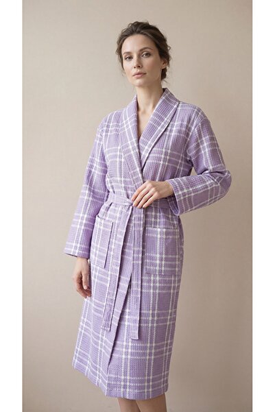 Minteks 100% Cotton Plaid Patterned Unisex Pique Bathrobe