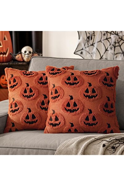 MIULEE Калъф за декоративна възглавница за Хелоуин 45 x 45 см, тъмен карамел,...