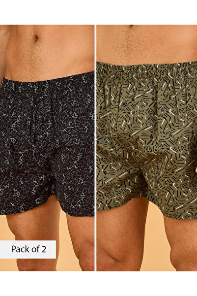 REDTAG عبوة من قطعتين من سراويل البوكسر الرجالية مطبوع المتنوعة