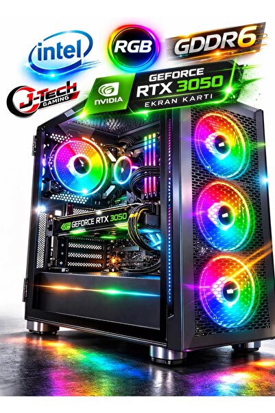 J-TECH StormX i5 6500TE 16GB RAM 256GB SSD GDDR6 RTX3050 Gaming Oyuncu Bilgis...