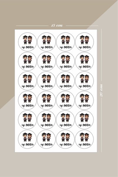 Piksel Grafik Happy Holidays Graduate Child Themed Sticker 24 Pieces, Teacher Label School Gift