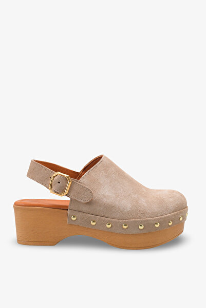 İNNABUTİKK Astrid Women's Genuine Leather Wedge Shoes - Mink Suede