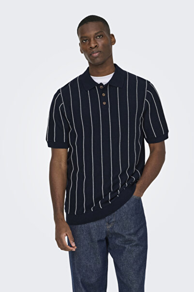 Only & Sons Men's Shirt Collar Striped T-Shirt - 22037080