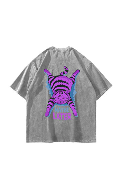 Sekizbiraltı Maybe Later Printed Oversize Unisex Washable White Tshirt