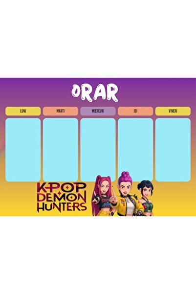 OEM Orar școlar A4, temă K POP GIRLS, carton gros lucios
