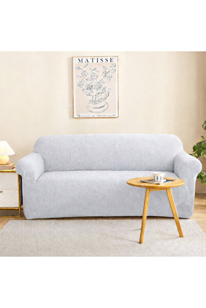 Dotail Ystellaa 2-seater sofa cover, elastic, 3D jacquard, leaf pattern, non-...