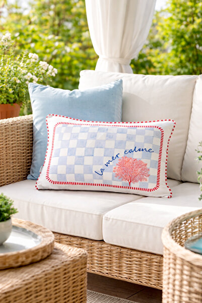 RİTMOHOME Marin, Deniz, Yaz, Tekne, Yat, Biyeli, Modern, Mercan, 35x50 Çift T...