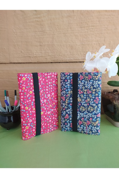 Talay Accessories Çift Taraflı Çiçek Desenli Kitap Kılıfı, Lastikli Kumaş Kit...