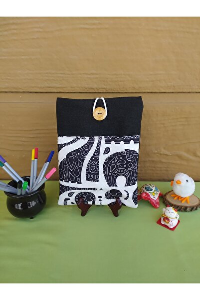 Talay Accessories Black and White Surreal Elephants Tablet Cover, Fabric Book...
