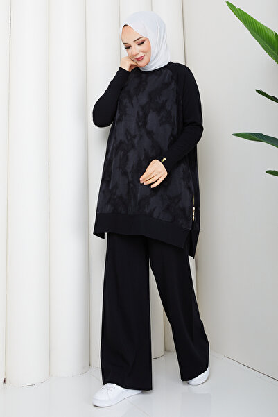 Pamuk Butik Women's Silk Kupra Cloud Patterned Trousers and Double Mercerized...