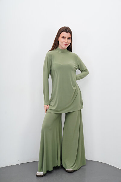 penyebizden Maxi Tunic & Trousers Set-Cağla Green