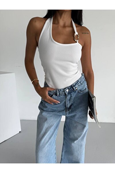 GenelTedarik Women's Shoulder Buckle Blouse