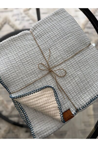 Minizade 100% Cotton 4-Layer Muslin Blanket with Embroidered Sides