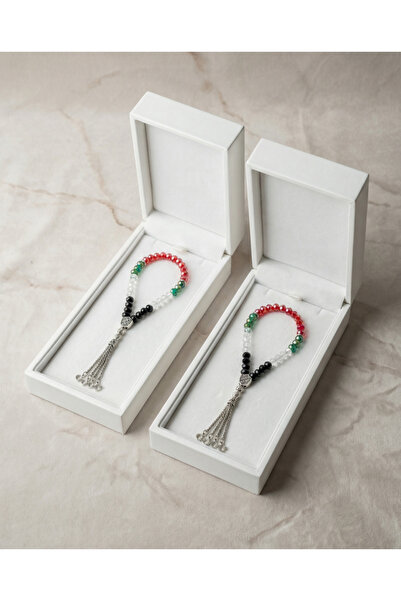 Zaytoon Set de 2 rozarii Imame din argint, realizate manual, cu design steag ...