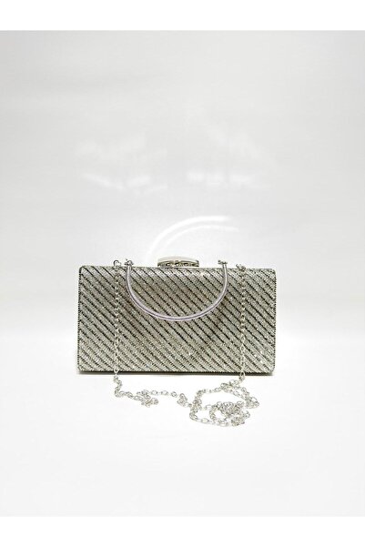 womenacs Silver Color Cross Stone Evening Dress Clutch Portfolio Handheld Eve...