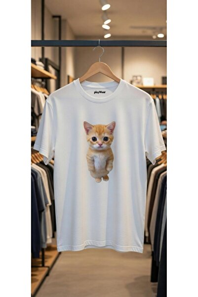 playwear Kitten Real Cat Printed Tshirt 100% Cotton Regular Fit T-Shirt