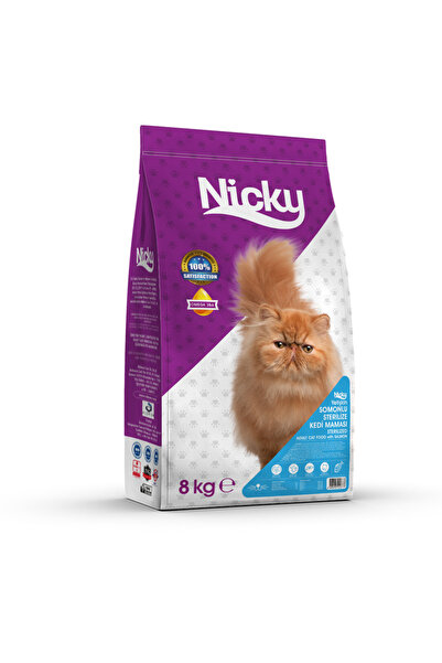 Nicky YETİŞKİN SOMONLU STERİLİZE KEDİ MAMASI 8 KG- 1 Adet