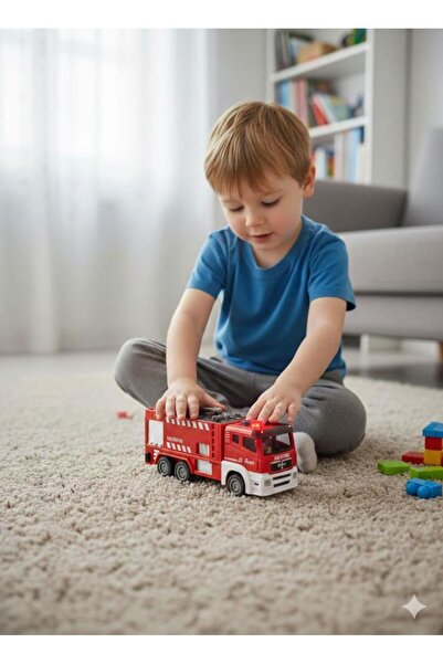 Tıfıl Toys 1:32 Scale Toy Fire Truck with Lights, Sounds and Water Outlet