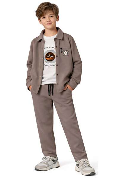 İrem Çocuk Giyim Boy's Set with Written'Stay' on It, Zipper Pocket Detail, Sn...