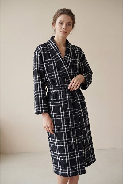 Minteks 100% Cotton Plaid Patterned Unisex Pique Bathrobe