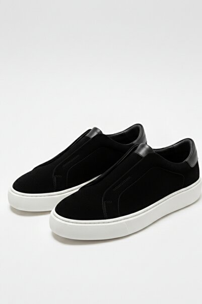 LUSIVE 100% Genuine Suede Leather Black Laceless Comfortable Casual Men's Sho...