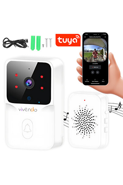 Vivendo Sonerie Wireless Video Vivendo®, cu camera 720P HD, Microfon si Audio...