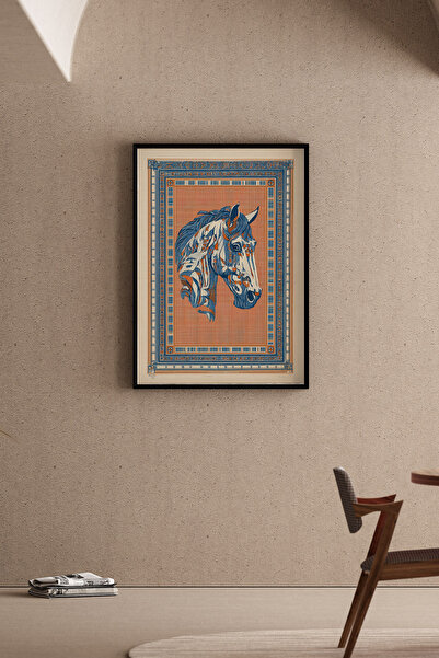 Artiera Εικόνα Μπλε Αλόγου με Παραδοσιακά Μοτίβα, Εθνικό Μοντέρνο Σαλόνι - Ζω...