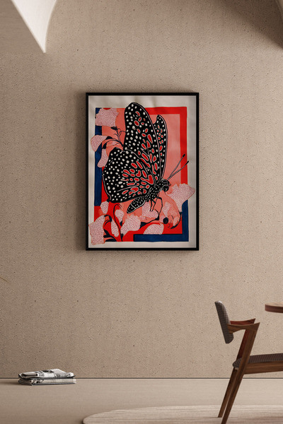 Artiera Εικόνα πεταλούδας σχεδιασμένη στο χέρι από κοράλλι, Διακόσμηση τοίχου...