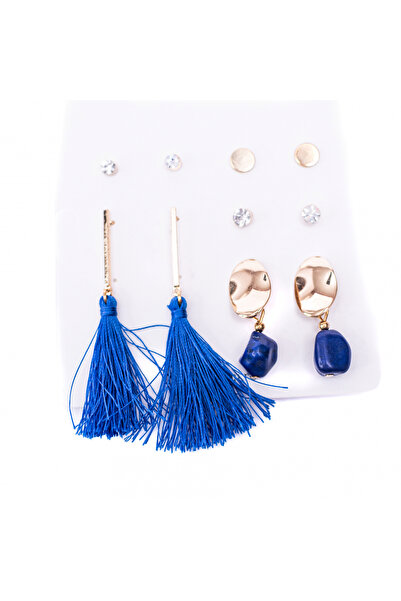 Mad Diva Set of 5 Pairs of Tasseled, Blue