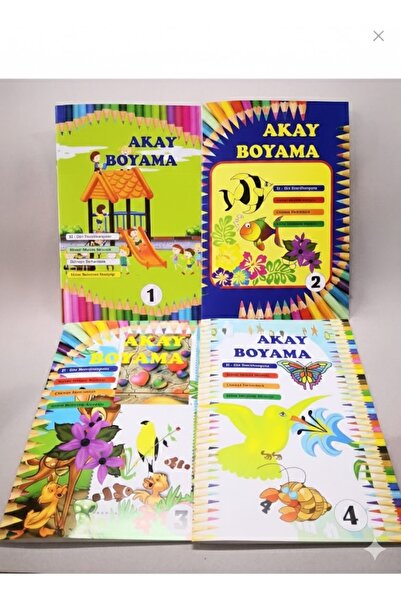 Akay Okul Öncesi 3-6 Yaş Çocuklar için 24 Sayfa Karton Kapaklı 4’lü Boyama Ki...