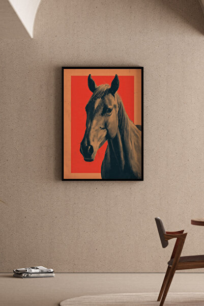 Artiera Εικόνα αλόγου με κοραλλιογενές φόντο, διακοσμητικός χώρος εικονογράφη...