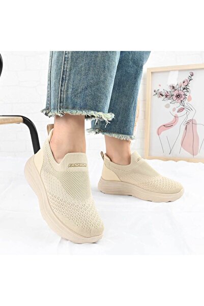 Tmall Pantofi sport pentru femei, Material textil, D1472, Bej